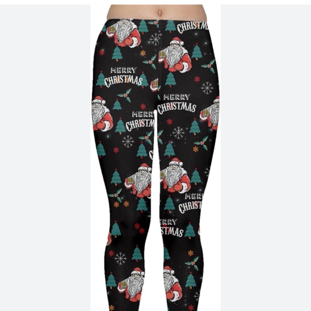 Cowcow Dark Santa Leggings Black Christmas Holiday Plus Size 3X New